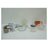 Vintage Jeannette Glass Company Wedding Compote and Other Glass, Ceramic, Potter, Metal Decor