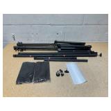 EMART Backdrop Stand 10x7ft(WxH) Photo Studio Adjustable Background Stand Support Kit with 2 Crossbars, 2 Sandbags+20"x28" 125W CFL Blub Softbox Lighting Kit (Missing 8 Backdrop Clamps) Slightly Used