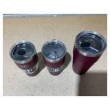 LOT OF 3 Assorted YETI Maroon Tumblers