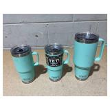 LOT OF 3 Assorted YETI Blue Tumblers