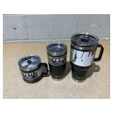 LOT OF 3 Assorted YETI Black Tumblers