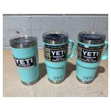 LOT OF 3 Assorted YETI Blue Tumblers