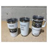 LOT OF 3 Assorted YETI White Tumblers