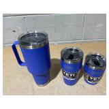 LOT OF 3 Assorted YETI Blue Tumblers