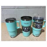 LOT OF 3 Assorted YETI Blue Tumblers