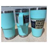 LOT OF 3 Assorted YETI Blue Tumblers