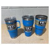 LOT OF 3 Assorted YETI Blue Tumblers