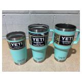 LOT OF 3 Assorted YETI Blue Tumblers