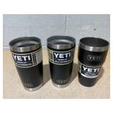 LOT OF 3 Assorted YETI Black Tumblers