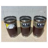 LOT OF 3 Assorted YETI Brown Tumblers