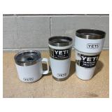 LOT OF 3 Assorted YETI White Tumblers