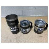 LOT OF 3 Assorted YETI Black Tumblers