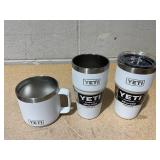 LOT OF 3 Assorted YETI White Tumblers