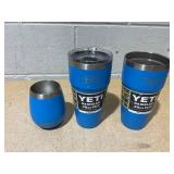 LOT OF 3 Assorted YETI Blue Tumblers