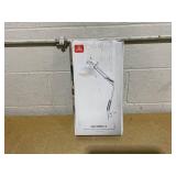 GLOBE Electric 52847 31.5 Inch Swing Arm Clamp-On White Desk Lamp with Nickel Accents, On/Off Rotary Switch, Book Reading Light, Home Essentials, Office Décor, LED Bulb Compatible