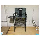Tall Directors Chair 30" Seat Height, Bar Height Folding Chair with Side Table