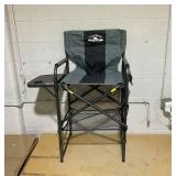 Tall Directors Chair 30" Seat Height, Bar Height Folding Chair with Side Table