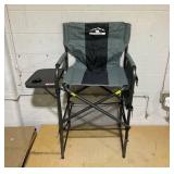 Tall Directors Chair 30" Seat Height, Bar Height Folding Chair with Side Table