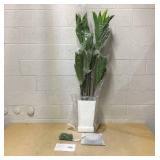 Artificial Dracaena Plant 6FT - Fake Tree with White Tall Planter - Faux Yucca Tall Fake Floor Plant in Pot