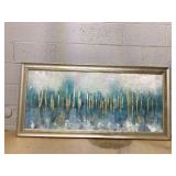 Abstract Blue & Gold Painting, Measures 56" x 27"