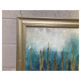 Abstract Blue & Gold Painting, Measures 56" x 27"