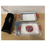 BUNDLE OF 3 Lidias Kitchen 9" x 13" Ceramic Bakers, Electric Warming Mat With Storage Bag, Baking Tool Set