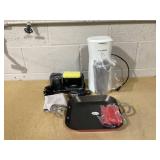 BUNDLE OF 3 Good Housekeeping Kitchen Cleaning Caddy, 10in Square Slide Out Griddle Pan w/Handle Covers, Kitchen HQ Electric Iced Coffee Maker with Tumbler