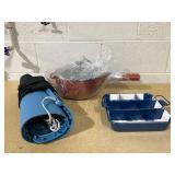 BUNDLE OF 3 Good Housekeeping Electric Warming Mat With Storage Bag, 3QT Portable Electric Cookpot,  Brownie Pan With Divider & Insert