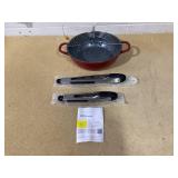 BUNDLE OF 2 Curtis Stone 4-Quart Dura-Pan Nonstick Pan (Missing Lid) Curtis Stone 2-pack Mini Tongs