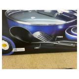 Blue Diamond 10 Piece Nonstick Cookware Set, Diamond Ceramic Pots & Pans, Dishwasher & Metal Utensil Safe, Non Toxic PFAS-Free, Kitchen Cooking Sauce & Saute Pans, Oven & Broiler to 600F, Blue (Missin