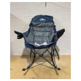 Tisetrail Oversized Rocking Camping Chair, Fully Padded Camp Chair for Adults with Side Pocket and Cup Holder, Heavy-Duty 400lbs Capacity, Blue & Gray (Slightly Used, Bag Does Not Tighten)