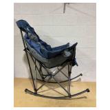 Tisetrail Oversized Rocking Camping Chair, Fully Padded Camp Chair for Adults with Side Pocket and Cup Holder, Heavy-Duty 400lbs Capacity, Blue & Gray (Slightly Used, Bag Does Not Tighten)