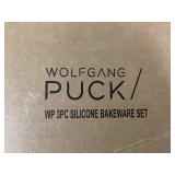 Bundle of Wolfgang Puck 3-piece Silicone Collapsible Bakeware Set AND Wolfgang Puck 2-piece Heavy Gauge Stainless Steel Utensil Set