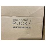 Bundle of Wolfgang Puck 3-piece Stainless Steel Prep Bowls with Lids and Wolfgang Puck 3 pc Silicone Tool Set