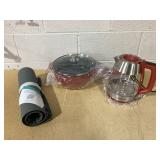 BUNDLE OF 3 Good Housekeeping 1.8QT Digital Easy-Fill Glass Kettle, Electric Warming Mat With Storage Bag, 3QT Portable Electric Cookpot