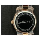 Michael Kors 38mm case Runway Pavé Rose Gold-Tone and Acetate Watch Clear Includes Attachments. (Needs Repairs, Minor Transit Damage)