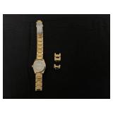 Timex Highview Quartz Gold Dial Ladies Watch TW2V26200 32 mm (Slightly Used, Attachments Included (See Pics) Needs Repairs)