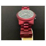 Michael Kors Oversized Runway Red-Coated Watch 45mm case (Paint Has Chipping)