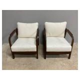Christopher Knight Home Newell Lounge Chair Outdoor Set of 2, Patio Accent Chair, Comfy Reading Single Sofa, Wooden Frame+Rope Woven+Removable Cushion,Garden/Backyard/Balcony/Poolside,Dark Brown+Beige
