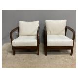 Christopher Knight Home Newell Lounge Chair Outdoor Set of 2, Patio Accent Chair, Comfy Reading Single Sofa, Wooden Frame+Rope Woven+Removable Cushion,Garden/Backyard/Balcony/Poolside,Dark Brown+Beige