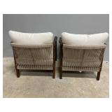 Christopher Knight Home Newell Lounge Chair Outdoor Set of 2, Patio Accent Chair, Comfy Reading Single Sofa, Wooden Frame+Rope Woven+Removable Cushion,Garden/Backyard/Balcony/Poolside,Dark Brown+Beige