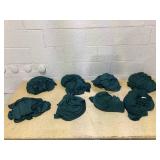 4 Packs Round Cocktail Table Skirt 32"x 43" Spandex Stretch Cocktail Tablecloth with Wavy Drapes, Dark Green