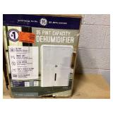 GE 35 pt. Dehumidifier with Smart Dry for Bedroom, Basement or Very Damp Rooms up to 3000 sq. ft. in White, ENERGY STAR (SLIGHTLY USED)