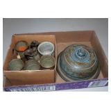 Stoneware Plate with Cover and Drinkware Stoneware Plate with Cover and Drinkware