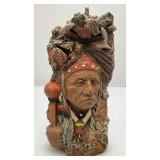 Vintage Casted Carved Indian Bust Nicely Detailed Wall Hanging 7" Vintage Casted Carved Indian Bust Nicely Detailed Wall Hanging 7"