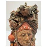 Vintage Casted Carved Indian Bust Nicely Detailed Wall Hanging 7" Vintage Casted Carved Indian Bust Nicely Detailed Wall Hanging 7"