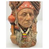 Vintage Casted Carved Indian Bust Nicely Detailed Wall Hanging 7" Vintage Casted Carved Indian Bust Nicely Detailed Wall Hanging 7"