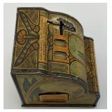 Vintage U Save A Dime Bank Tin Litho Cash  Register Miniature 3" x 3 3/4" x 3 3/4" Bank Vintage U Save A Dime Bank Tin Litho Cash  Register Miniature 3" x 3 3/4" x 3 3/4" Bank