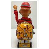 Bandi Cycling Daddy Battery Operated Tin Litho (Works) 9 3/4" Bandi Cycling Daddy Battery Operated Tin Litho (Works) 9 3/4"