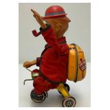 Bandi Cycling Daddy Battery Operated Tin Litho (Works) 9 3/4" Bandi Cycling Daddy Battery Operated Tin Litho (Works) 9 3/4"